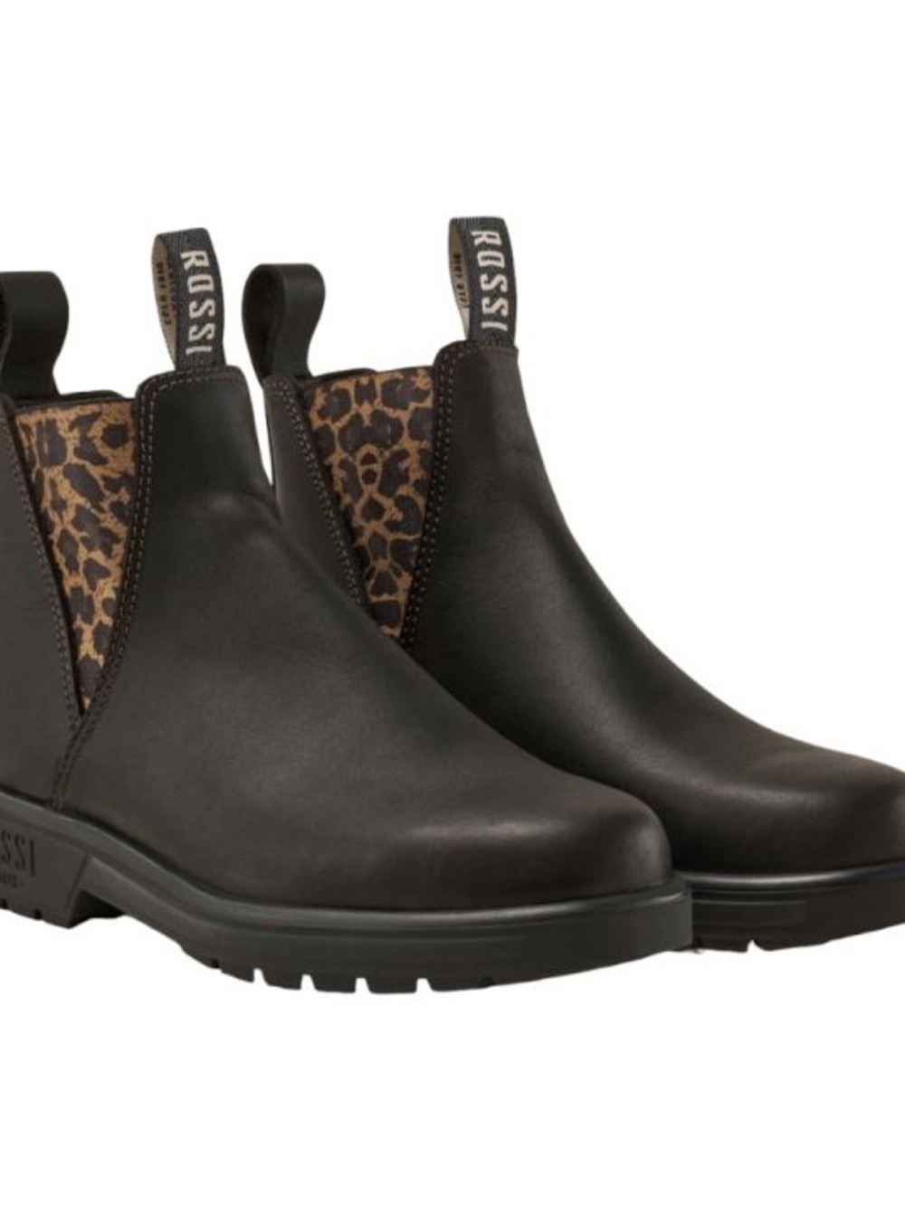 Rossi Endura WMN Chelsea Ankle Boot in Claret with Leopard Pull Tab